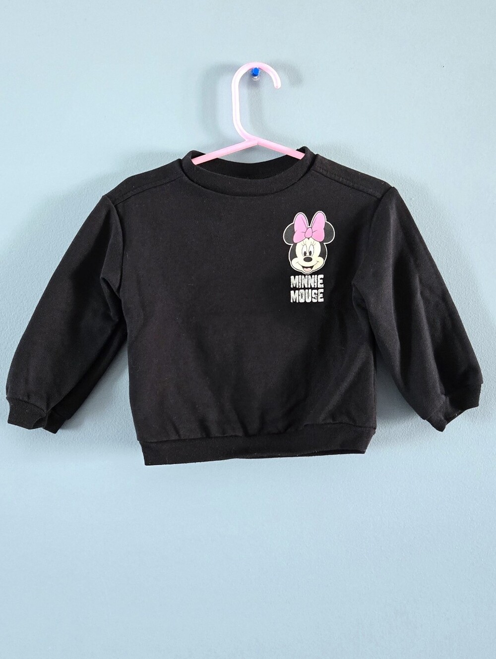 Minnie Mouse Black Sweatshirt with Pink & Silver Graphics 24m